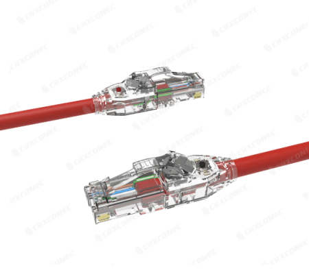 Kabel Tampalan LED 24 AWG Cat.6 UTP LSZH Kuprum 1M Warna Merah - Kord Tampalan UL Disenaraikan LED Traceable Cat.6 UTP 24AWG.
